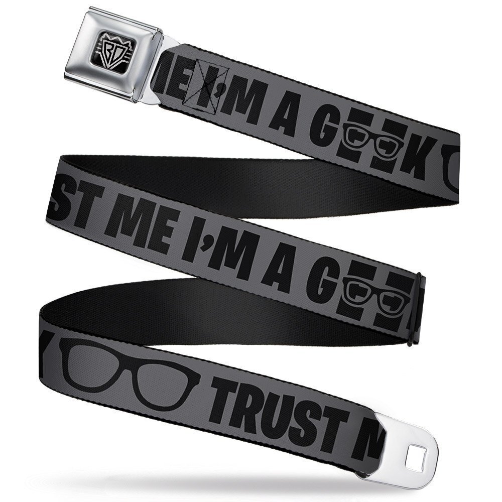 7580 Seatbelt Belt - I'M A GEEK/Glasses Gray/Black - 1.0" Wide - 20-36
